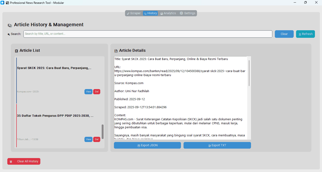 Indonesia News Scraper screenshot 2